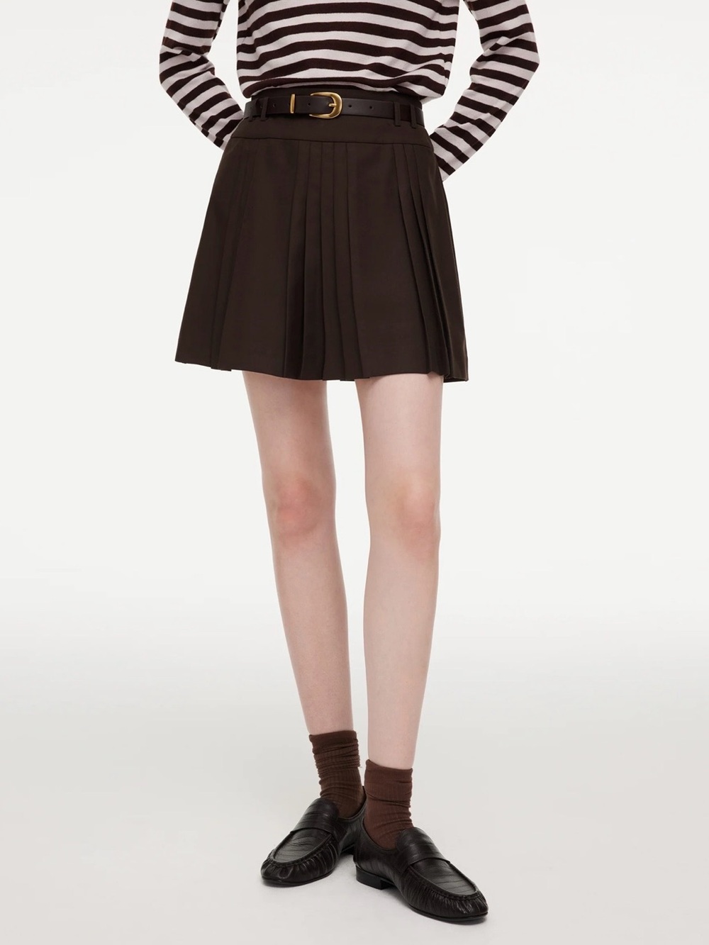 Brand new Goelia A-Line Pleated Women Skirt With Belt